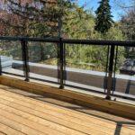 glass railing on a new deck in toronto