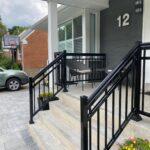 aluminum stair railing on a front porch in toronto
