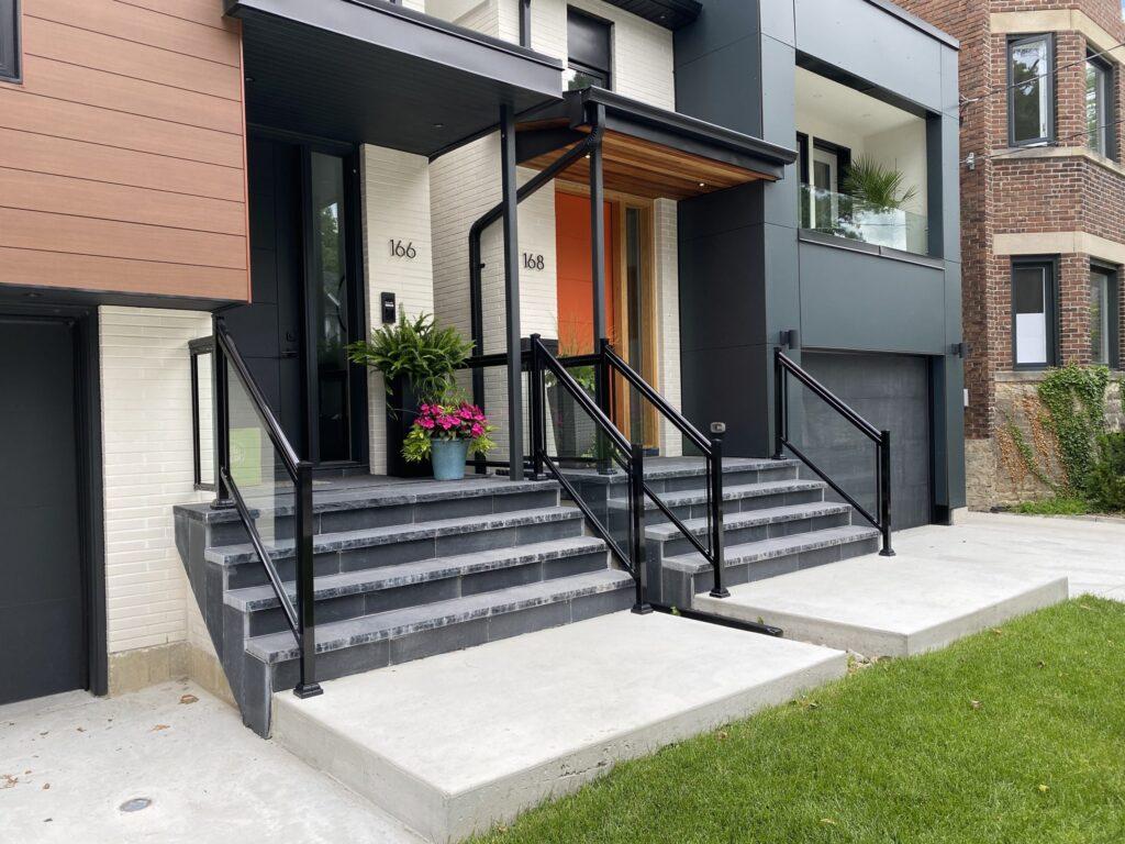 aluminum railings on a front porch in toronto