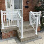 aluminum railing in white on a front porch in toronto