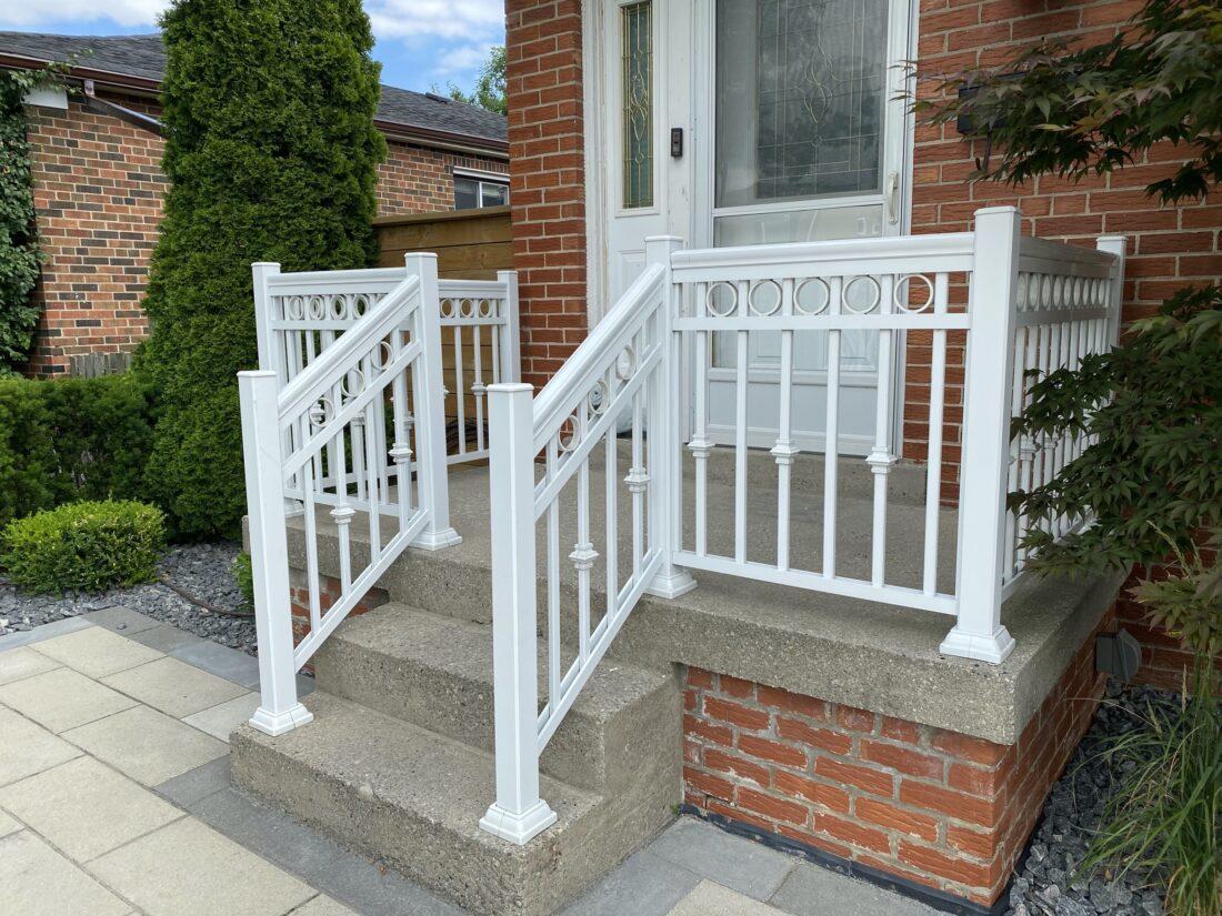 aluminum railing on a front porch in toronto