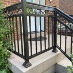 aluminum railing with a scroll design on a front porch in toronto