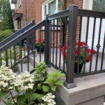aluminum railing in brown on a front porch in toronto
