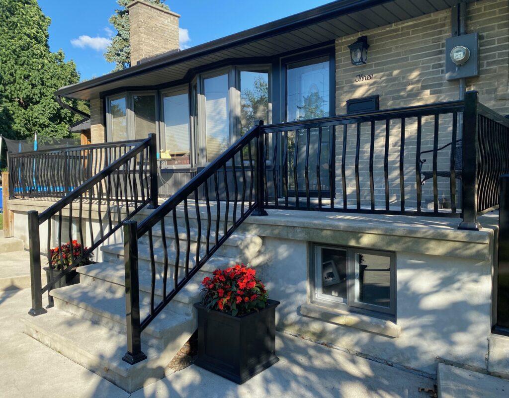 aluminum railing on a front porch in Etobicoke