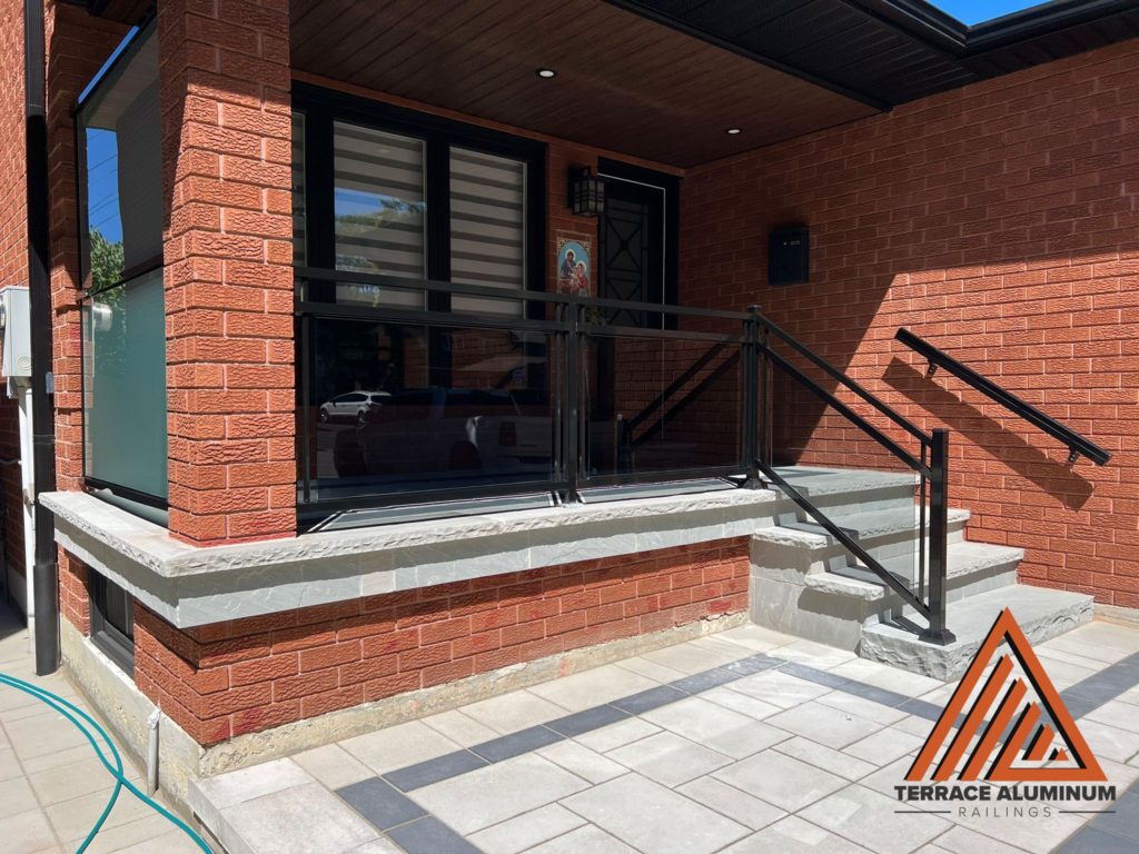 clear glass railing for a front porch in mississauga