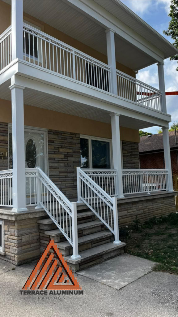 White Aluminum Railing at Terrace Aluminum Railings