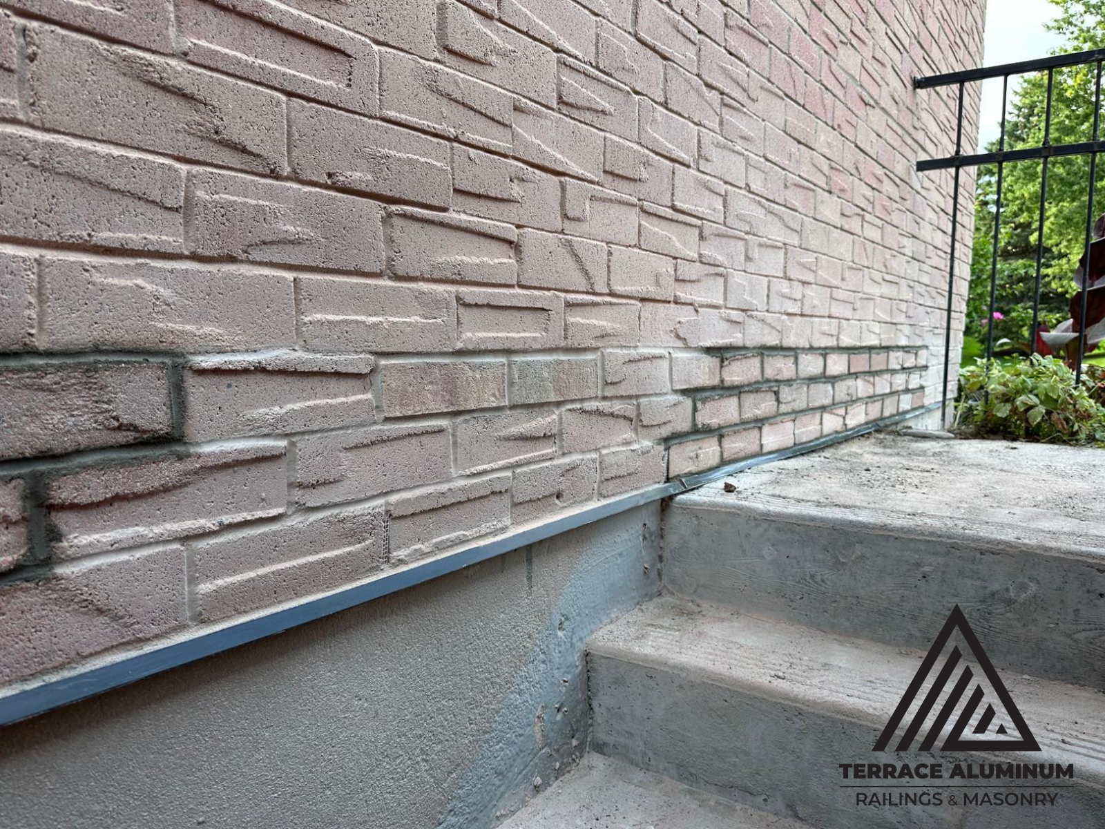 Exterior brick wall repair in Toronto residential home – Terrace Aluminum Railings & Masonry