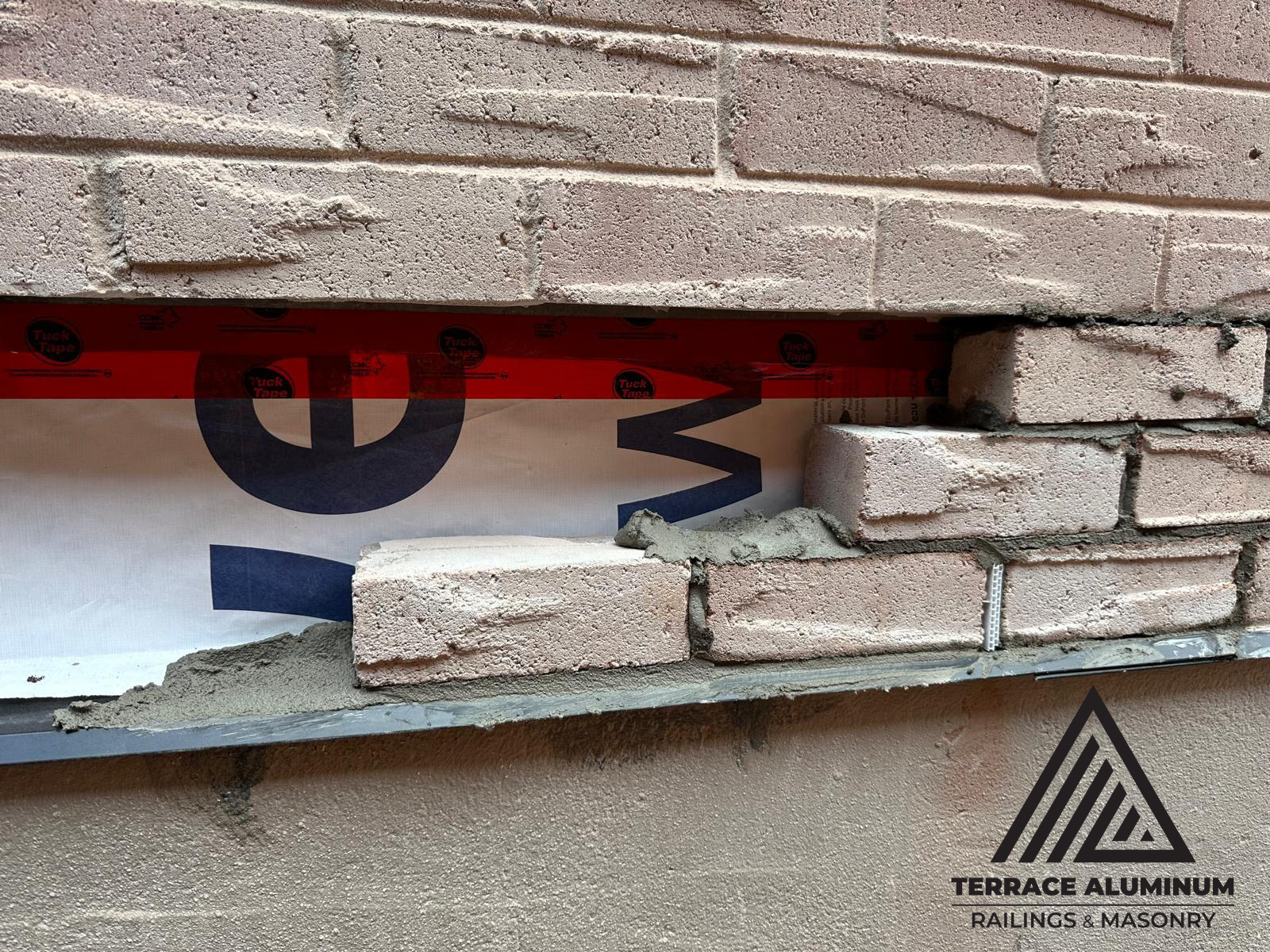 Brick masonry wall repair with new mortar in Toronto – Terrace Aluminum Railings & Masonry