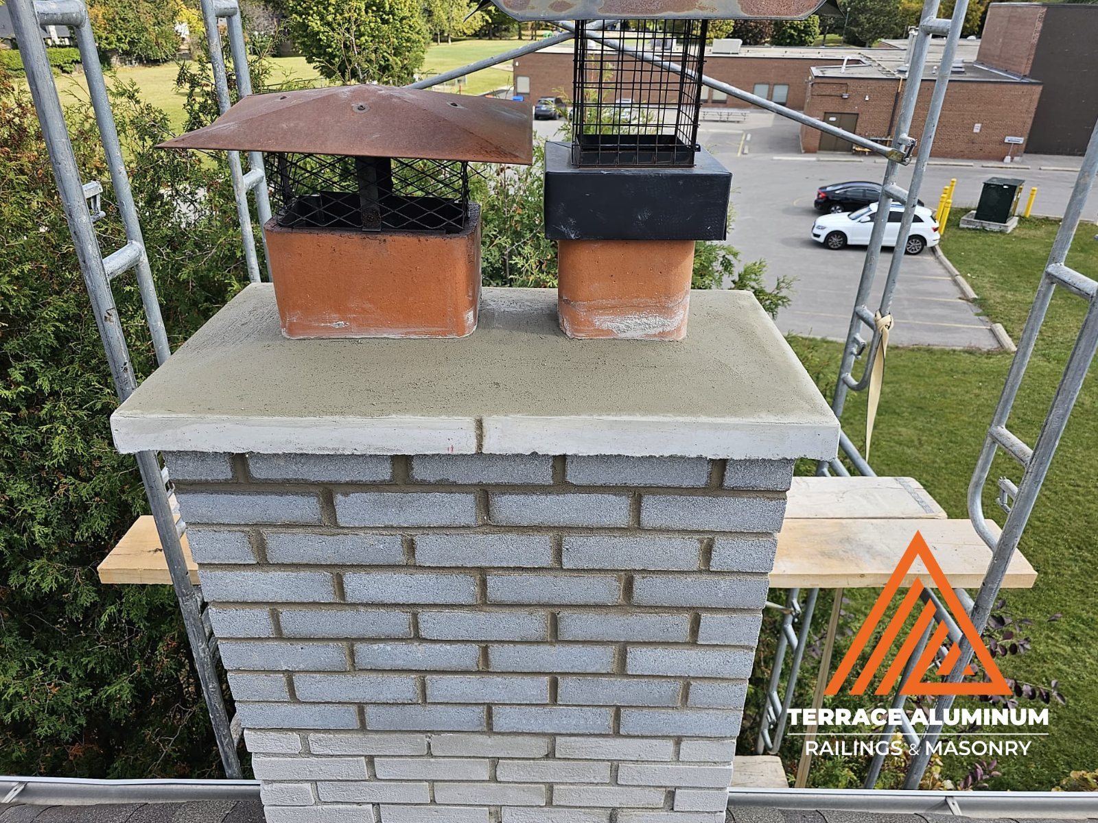 Professional chimney repointing in Toronto with clean new mortar joints