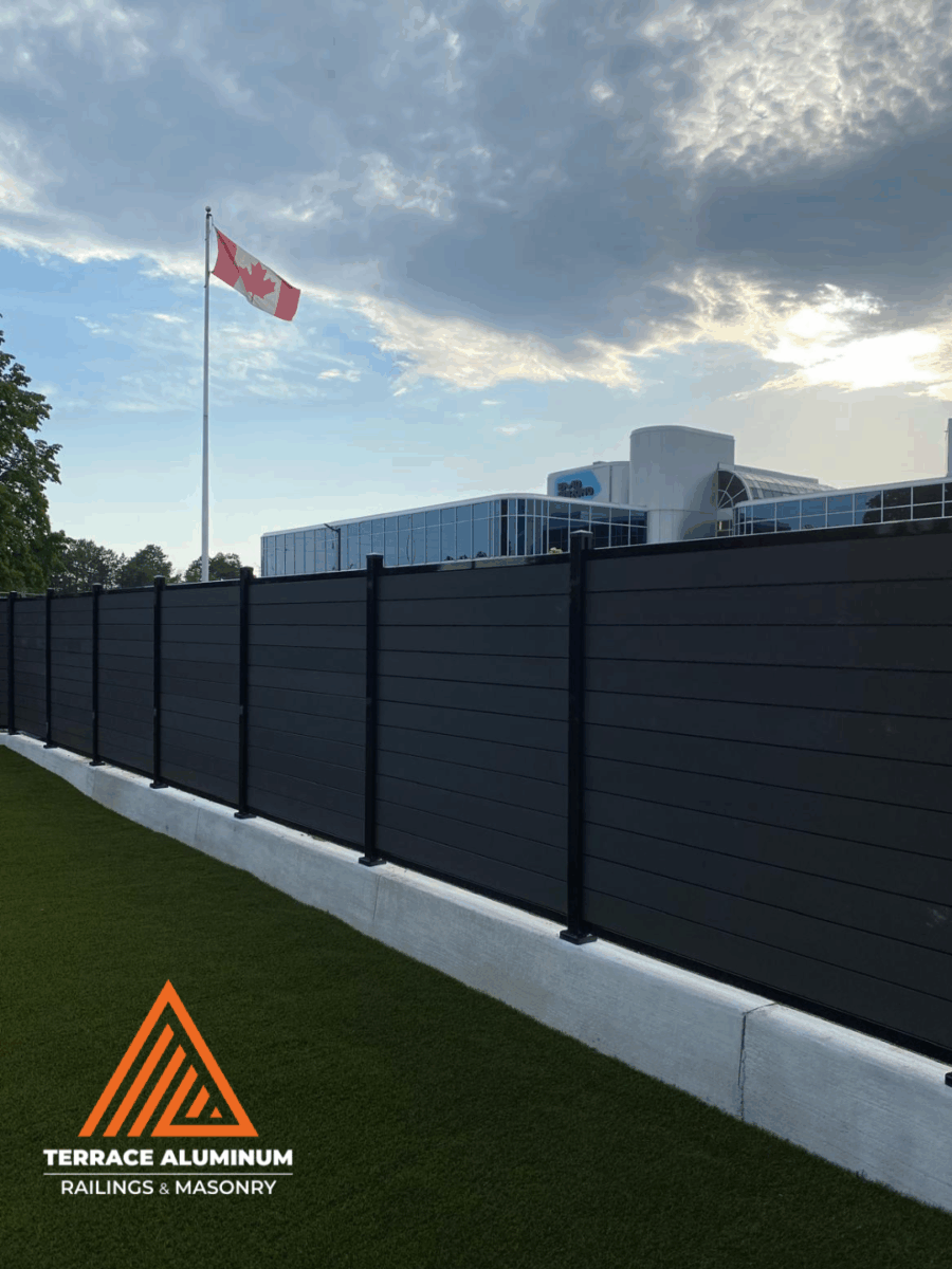 Composite fence gate with aluminum posts and latch system in Toronto
