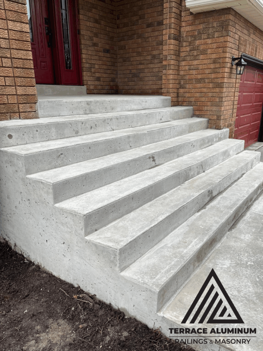 Newly built concrete stairs with smooth finish in Toronto