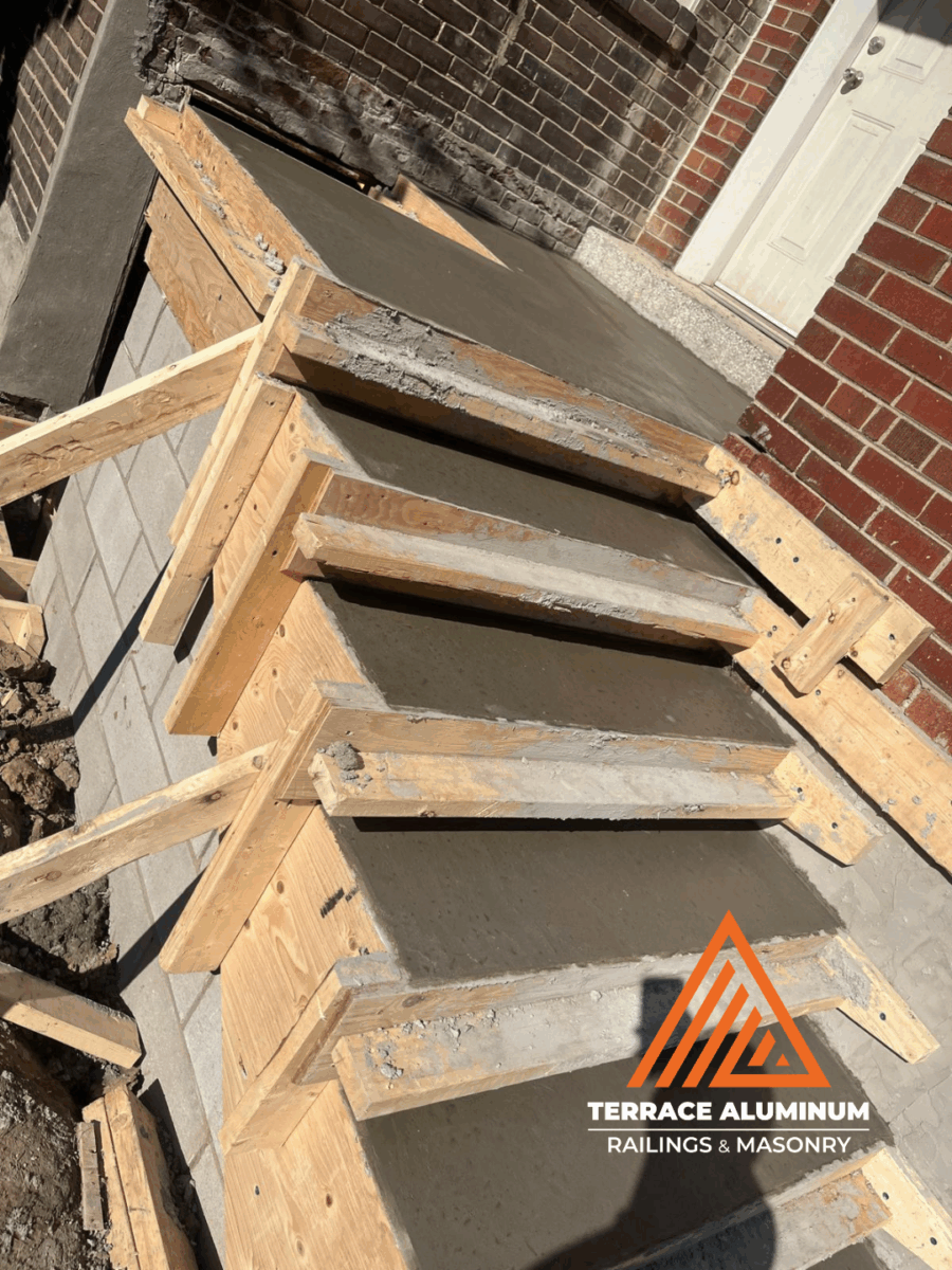 Concrete being poured and leveled during residential project in Toronto