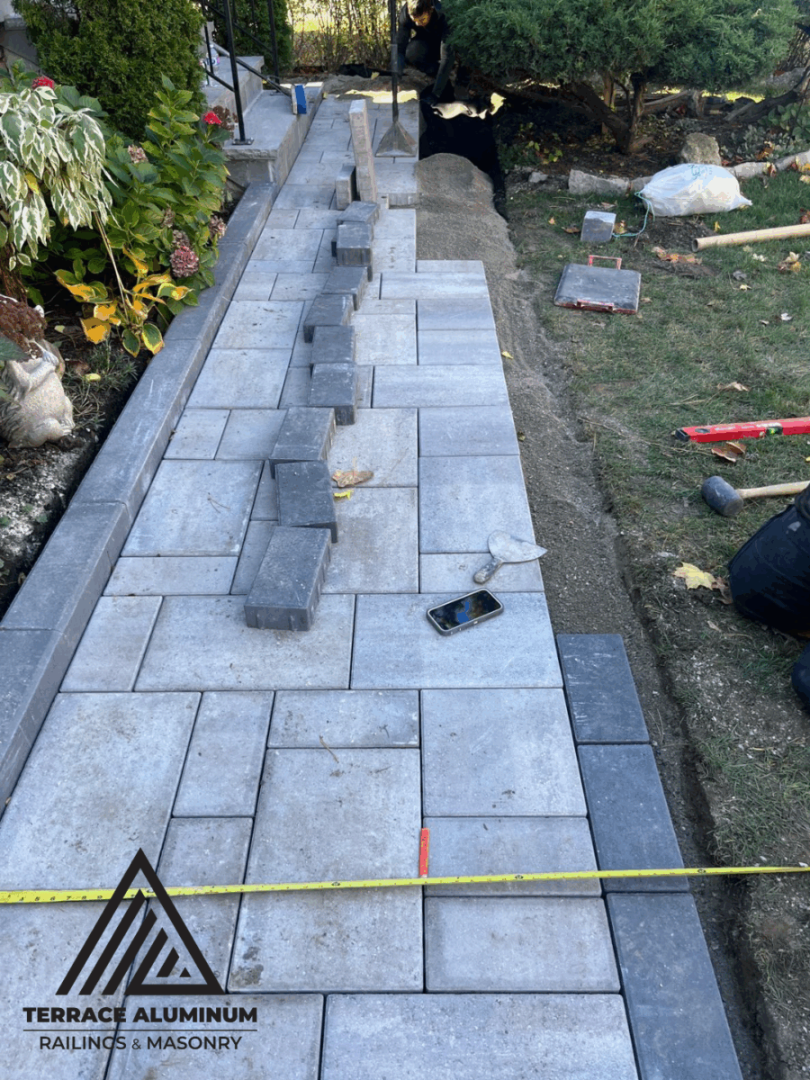 Fresh interlocking stone installation with clean modern lines in Toronto