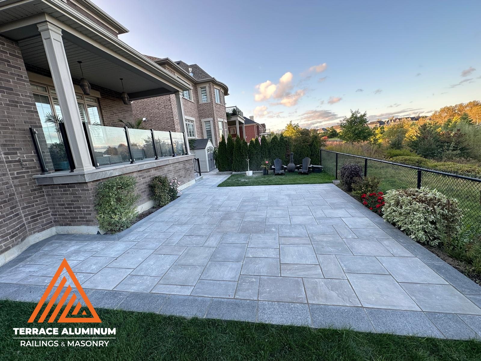 Custom interlock design with borders and decorative stone patterns