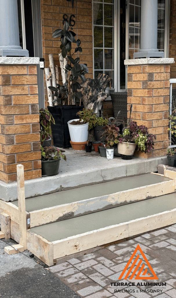 Newly poured concrete step in Etobicoke