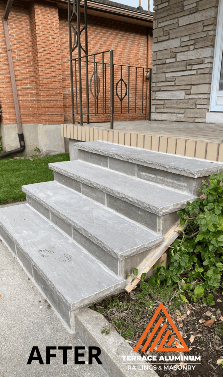 Uneven concrete steps before leveling in Etobicoke