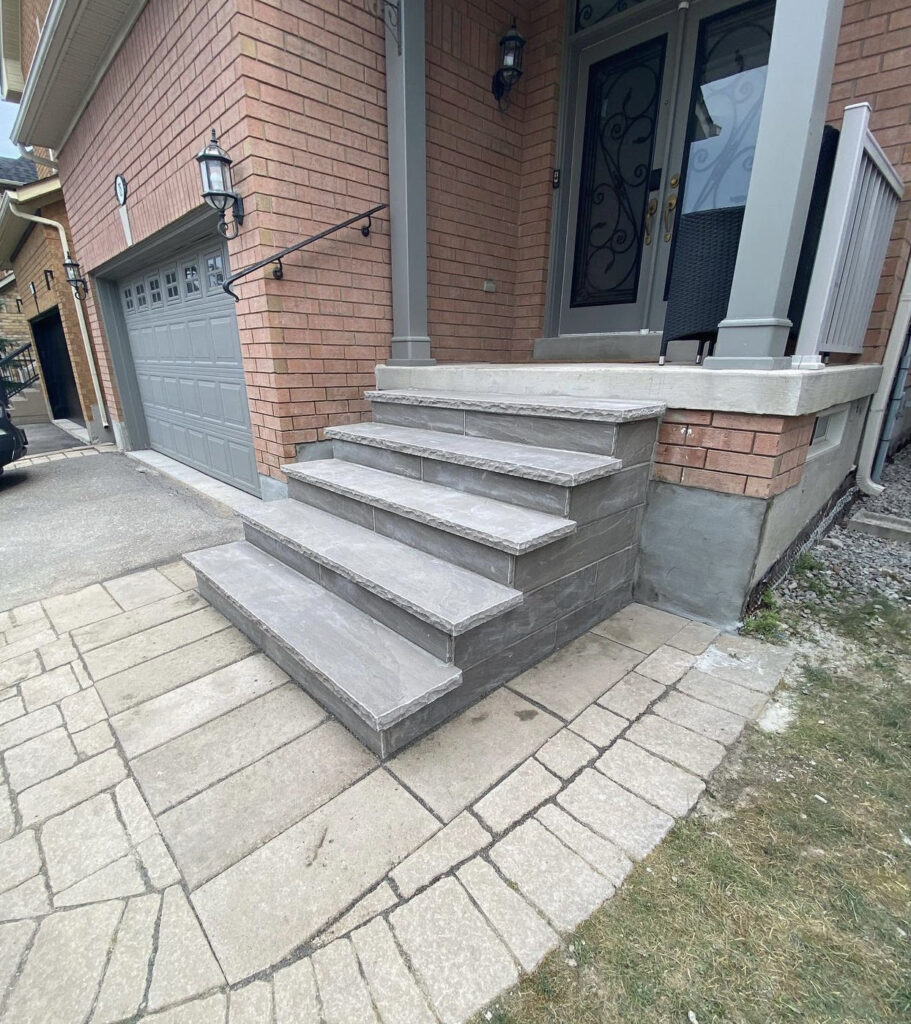 Flagstone overlay on concrete steps in Etobicoke porch