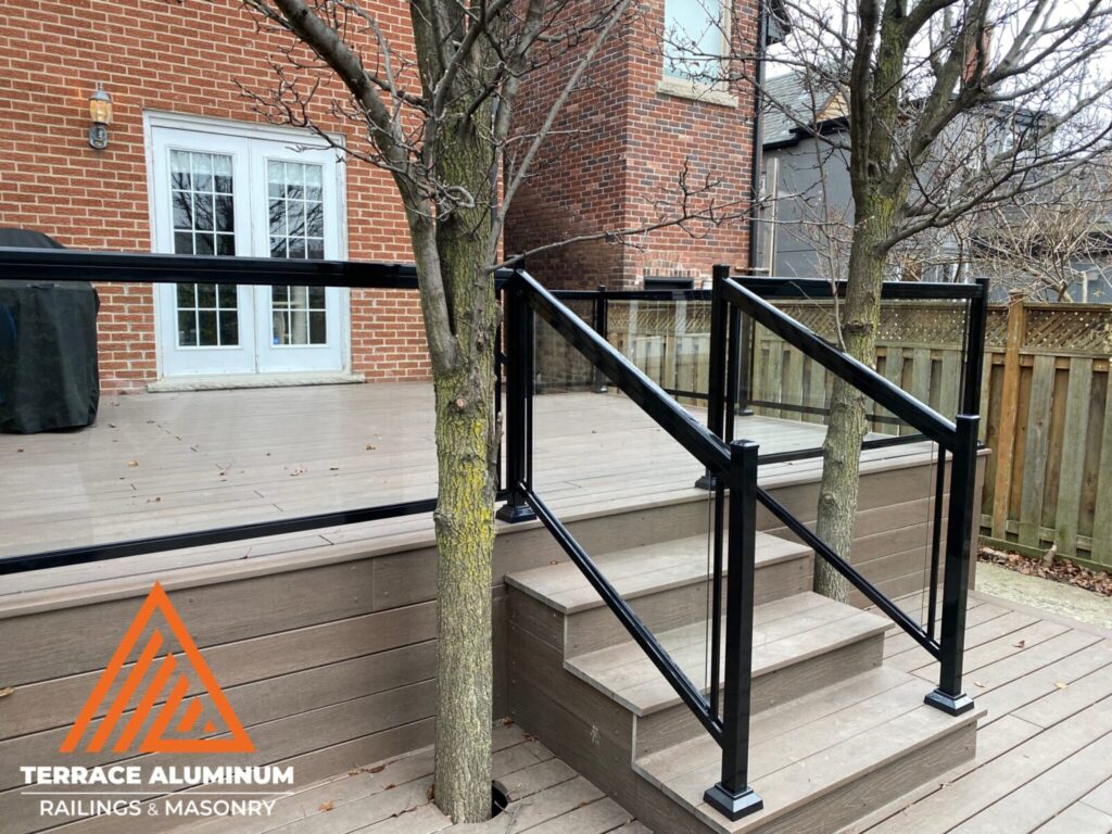 Glass Railing with Wood Accents