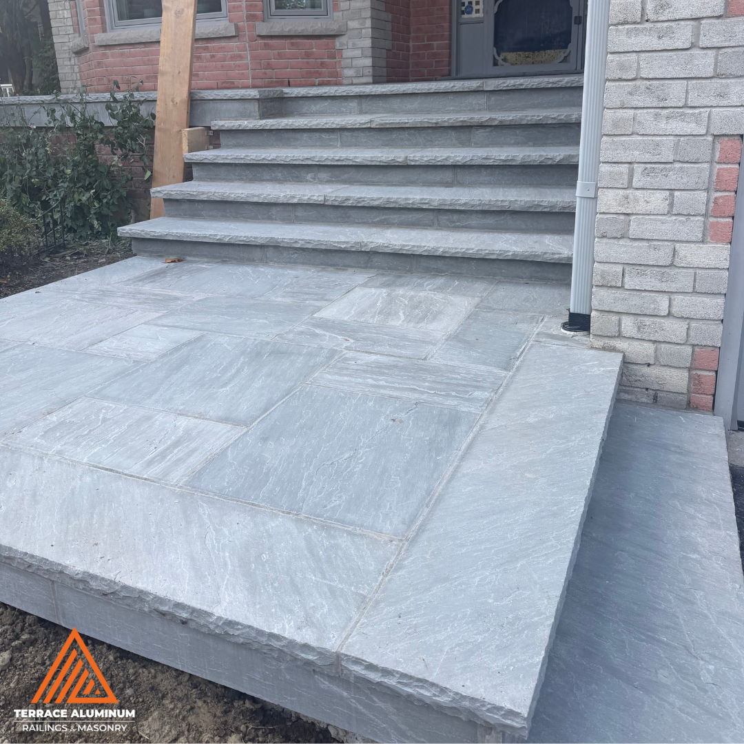 Before and After Flagstone Tuckpointing