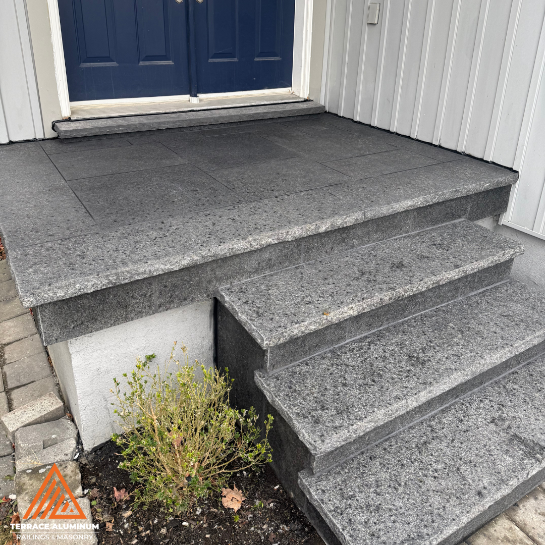 Close-up of slate grey natural flagstone texture
