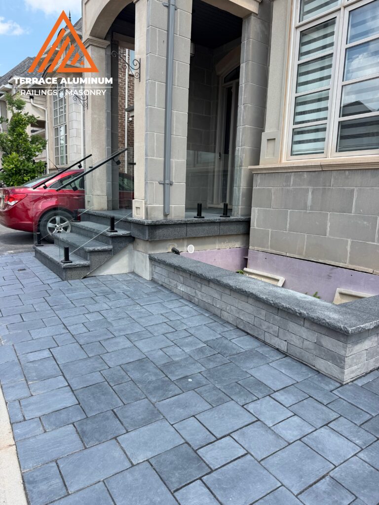Interlock walkway installed as part of a hardscaping services project in Etobicoke.