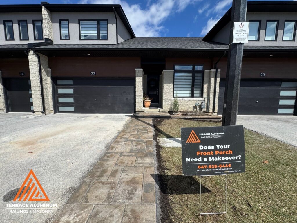 Custom interlock walkway completed during a Hardscaping Oakville project